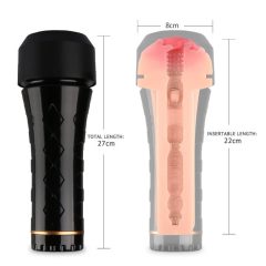   Tracys Dog Cup - masturbátor realistická vagína v púzdre (čierno-telová farba)
