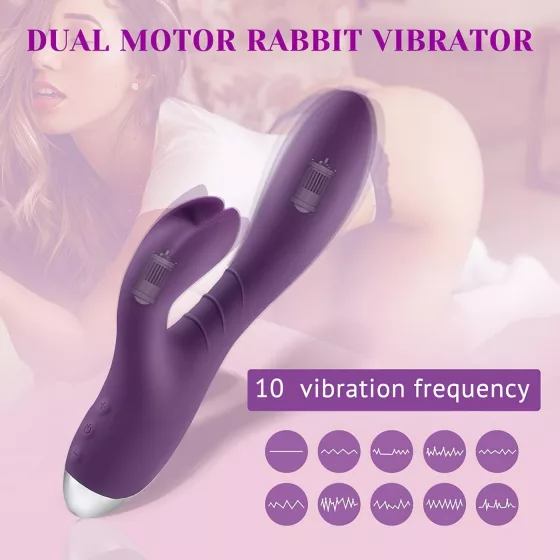 Tracy's Dog - vibrátor rabbit s dráždičom klitorisu - vodotesný - fialový