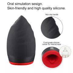   OTOUCH - masturbátor ústa - vibračný, nabíjateľný - čierny