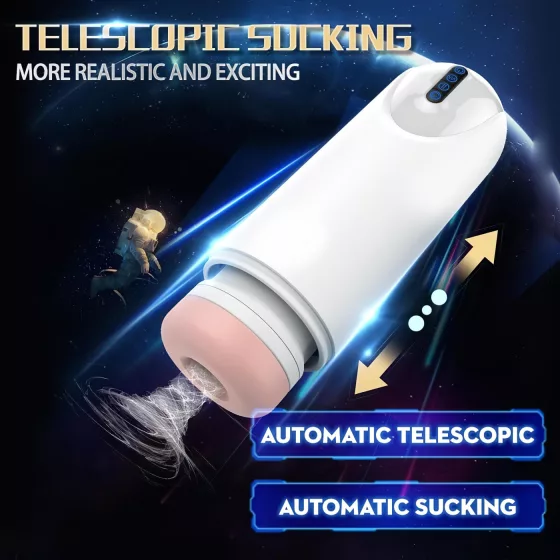 Leopard - masturbátor s pohybom hore-dole a vibráciou - biely