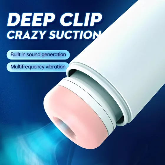 Leopard - masturbátor s pohybom hore-dole a vibráciou - biely