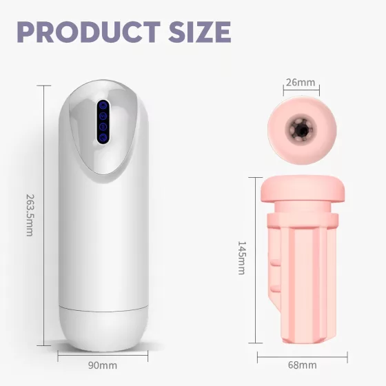 Leopard - masturbátor s pohybom hore-dole a vibráciou - biely