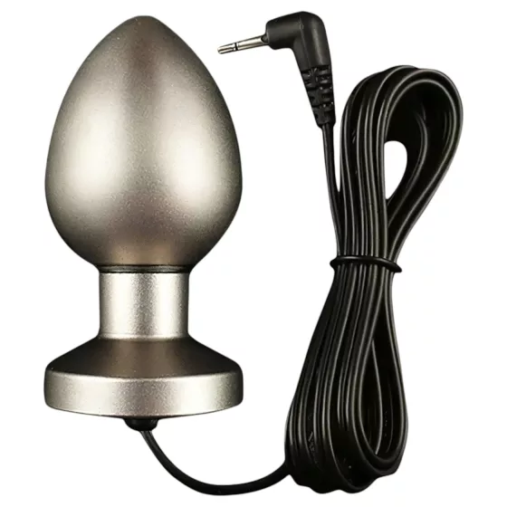 DG-LAB Matte Steel - dvojpólová oceľová elektro análna zátka (strieborná)