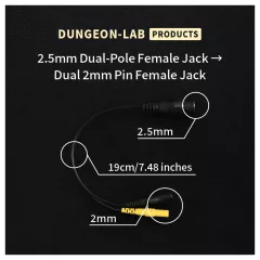   DG-LAB - rozbočovač elektród z 2,5 mm zásuvky na 2 mm (čierny)