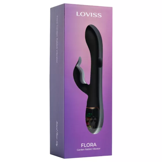 LOVISS Flower - vibrátor na bod G s klitoriálnym ramenom (čierny)