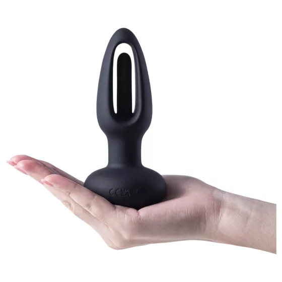 Honey Play Box - anál vibrátor s jazýčkom - čierny