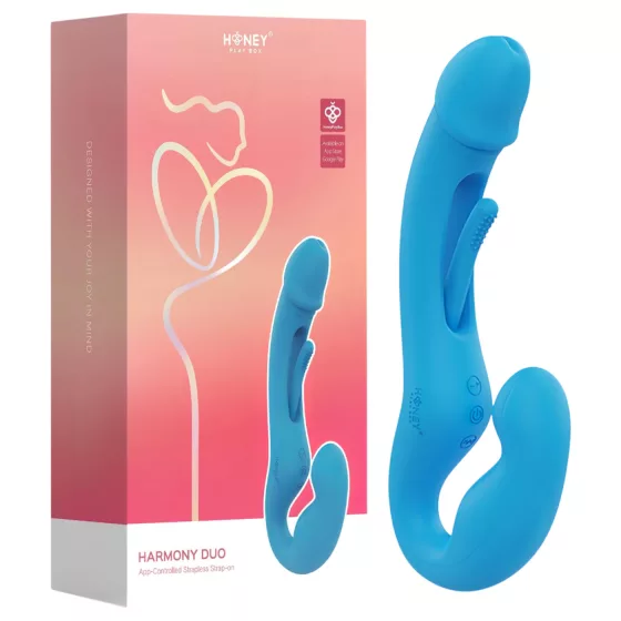 Honey Play Box - nastaviteľný vibrátor s jazykom na pripnutie - modrý