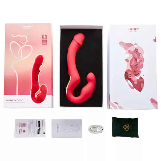 Honey Play Box - vibrátor na pripínanie s jazýčkom - smart, červený