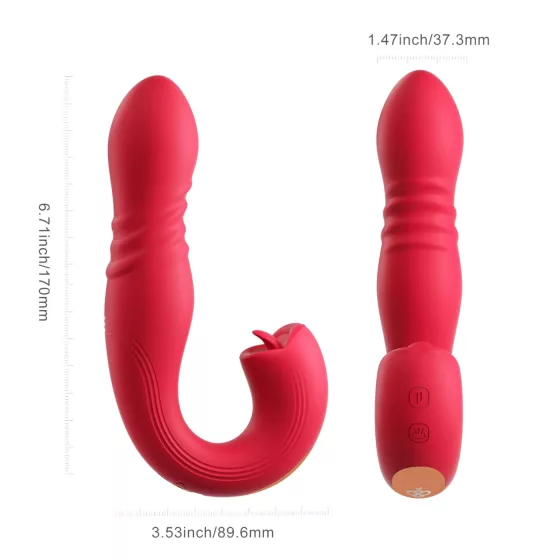 Honey Play Box Joi Thrust 2 - aplikáciou ovládaný vibračný jazýček s prirážaním (červený)