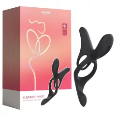   Honey Play Box Pleasure Pivot - Vibračný erekčný krúžok na penis a semenníky s ovládaním cez aplikáciu, pre mužov (čierny)
