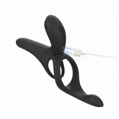   Honey Play Box Pleasure Pivot - Vibračný erekčný krúžok na penis a semenníky s ovládaním cez aplikáciu, pre mužov (čierny)