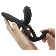   Honey Play Box Pleasure Pivot - Vibračný erekčný krúžok na penis a semenníky s ovládaním cez aplikáciu, pre mužov (čierny)