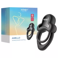   Honey Play Box Anello - vibračný krúžok na penis a semenníky s ovládaním cez aplikáciu pre mužov (čierny)