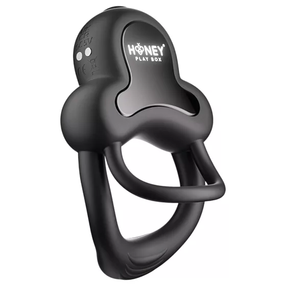 Honey Play Box Anello - vibračný krúžok na penis a semenníky - čierny