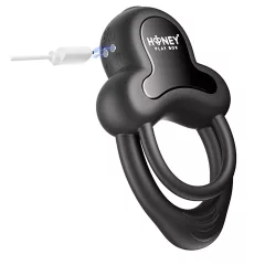   Honey Play Box Anello - vibračný krúžok na penis a semenníky s ovládaním cez aplikáciu pre mužov (čierny)