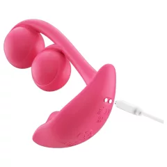   Honey Play Box Melody - vibrátor s perlami a stimulátorom klitorisu - červený
