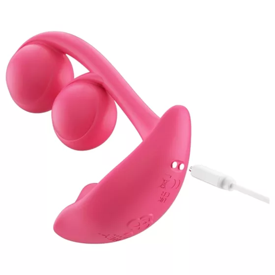 Honey Play Box Melody - vibrátor s perlami a stimulátorom klitorisu - červený