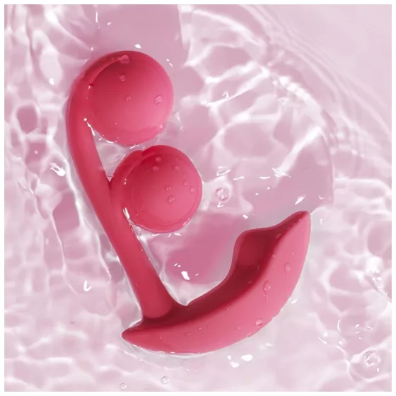 Honey Play Box Melody - vibrátor s perlami a stimulátorom klitorisu - červený