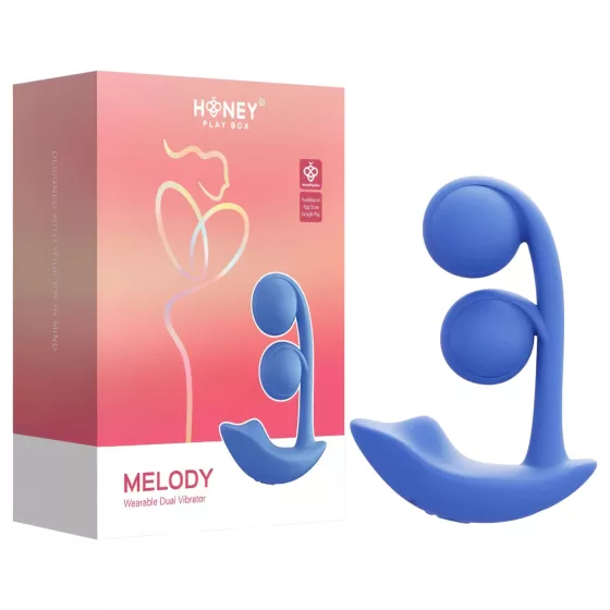 Honey Play Box Melody - vibrátor s perličkami a klitorálnym stimulátorom - modrý