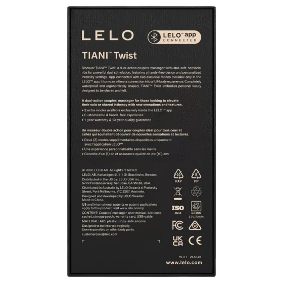 LELO Tiani Twist - inteligentný párový vibrátor (fialový)