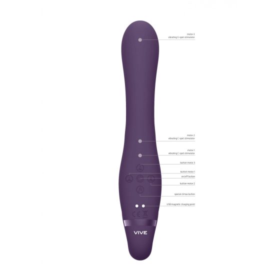 Vive Suki - dobíjací vibrátor bez popruhov so stimulátorom klitorisu so zajačikom (fialový)