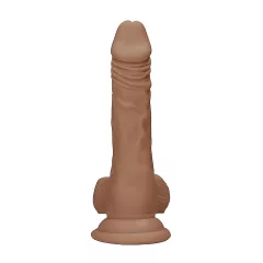   RealRock - realistický dildó s semenníkmi - 17 cm - tmavý odtieň
