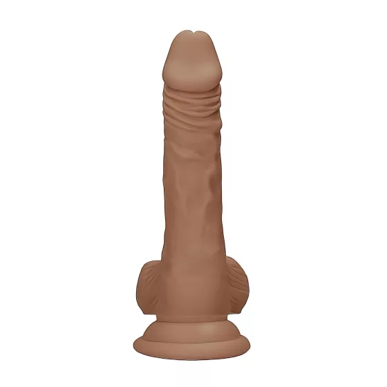 RealRock - realistický dildó s semenníkmi - 17 cm - tmavý odtieň