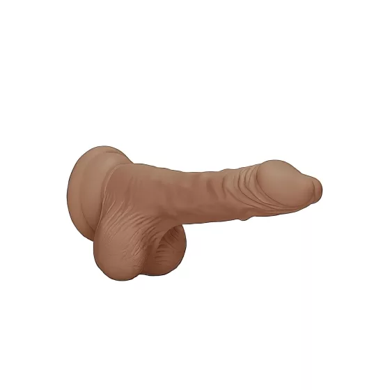 RealRock - realistický dildó s semenníkmi - 17 cm - tmavý odtieň