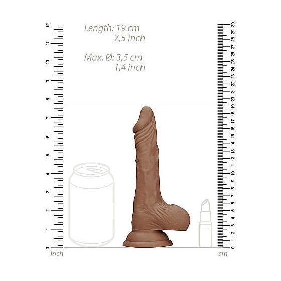 RealRock Dong 7 - realistické dildo s penisom (17 cm) - tmavé prírodné
