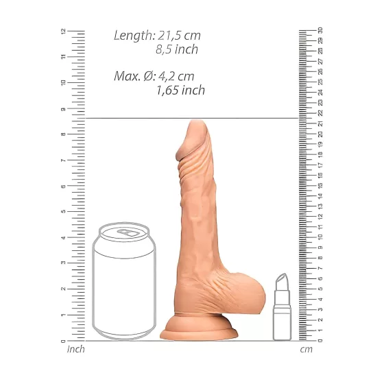 RealRock - realistický dildó s semenníkmi - 20 cm - naturálna farba