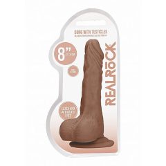   RealRock Dong 8 - realistické dildo s varlaty (20 cm) - tmavé prírodné