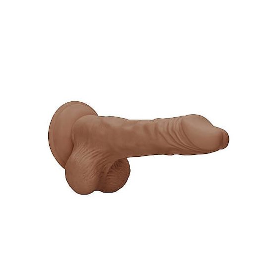 RealRock Dong 9 - realistické dildo s penisom (23 cm) - tmavé prírodné