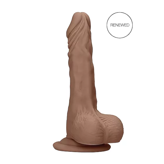RealRock - realistický dildó s semenníkmi - 25 cm - tmavá prírodná farba
