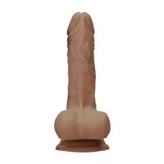  RealRock - realistický dildó s semenníkmi - 25 cm - tmavá prírodná farba