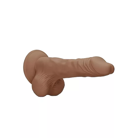 RealRock - realistický dildó s semenníkmi - 25 cm - tmavá prírodná farba