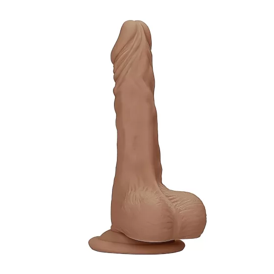 RealRock - realistický dildó s semenníkmi - 25 cm - tmavá prírodná farba