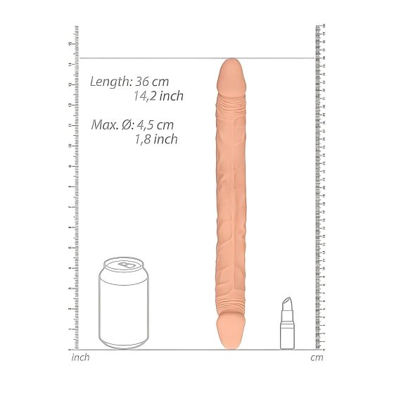 RealRock Double Dong 14 - dvojitý dildó (36 cm) - prírodný
