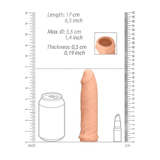 RealRock - návlek na penis - 17 cm - telová farba