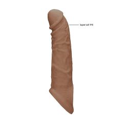   RealRock Penis Sleeve 8 - návlek na penis (21cm) - tmavo telová farba