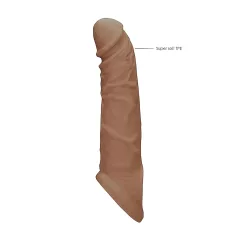   RealRock - návlek na penis - predĺženie 21 cm - tmavý telový