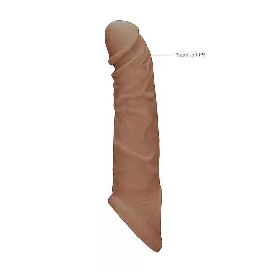 RealRock - návlek na penis - predĺženie 21 cm - tmavý telový
