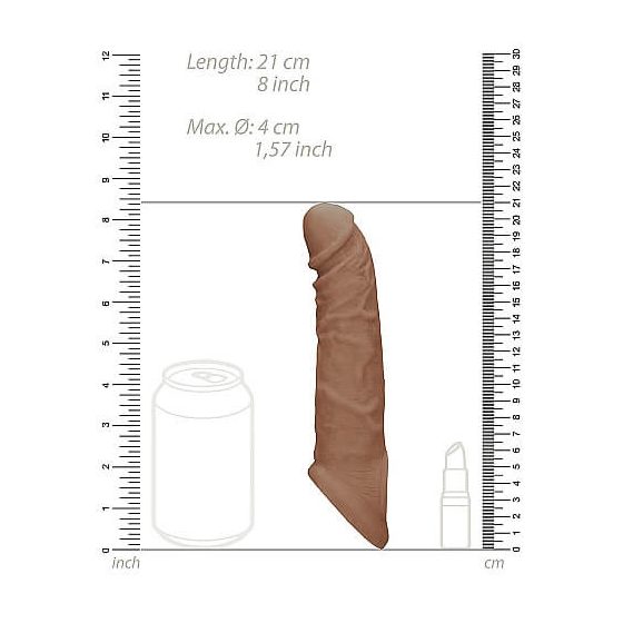 RealRock Penis Sleeve 8 - návlek na penis (21cm) - tmavo telová farba
