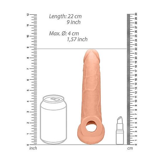 RealRock Penis Sleeve 9 - návlek na penis (21,5 cm) - telová farba