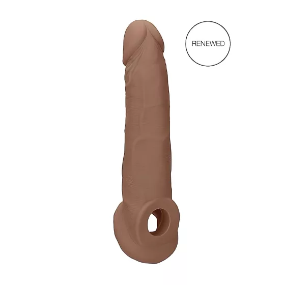 RealRock - návlek na penis - 21,5 cm - tmavá prírodná farba