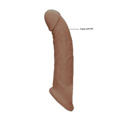   RealRock Penis Sleeve 9 - návlek na penis (21,5 cm) - tmavo telová farba