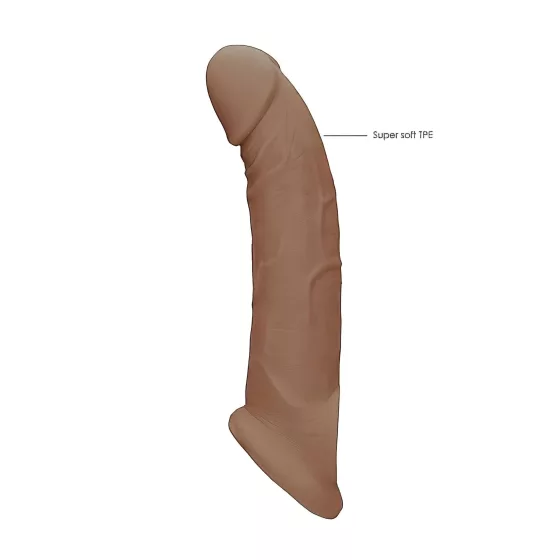 RealRock - návlek na penis - 21,5 cm - tmavá prírodná farba