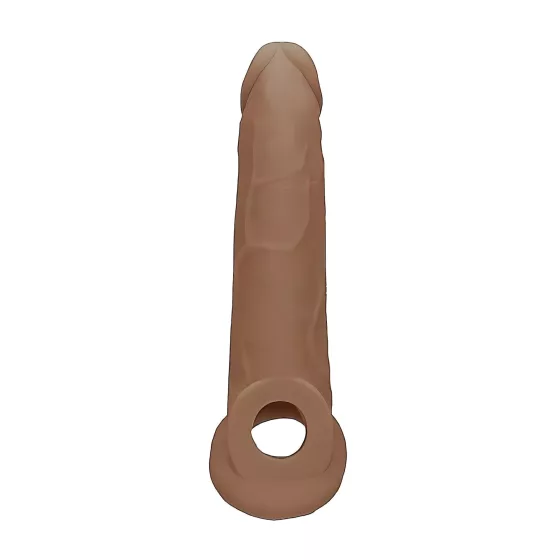 RealRock - návlek na penis - 21,5 cm - tmavá prírodná farba