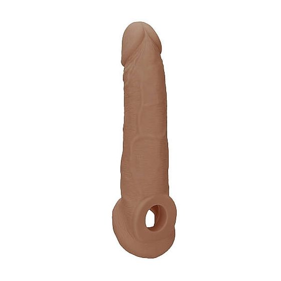 RealRock Penis Sleeve 9 - návlek na penis (21,5 cm) - tmavo telová farba
