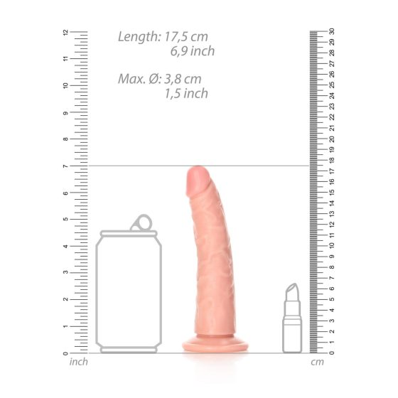RealRock Slim - lepkavé, realistické dildo - 15,5 cm (prírodné)
