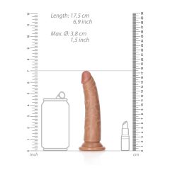   RealRock Slim - realistické dildo so svorkami - 15,5 cm (tmavé prírodné)